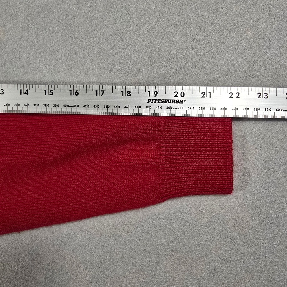 Dennis Unisex Medium Red Cardigan Sweater V-Neck Button Front School Uniform - Picture 5 of 8